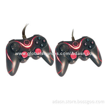 Wired PC USB twin game joystick with LED light, dual shock/various colors/factory cheap price